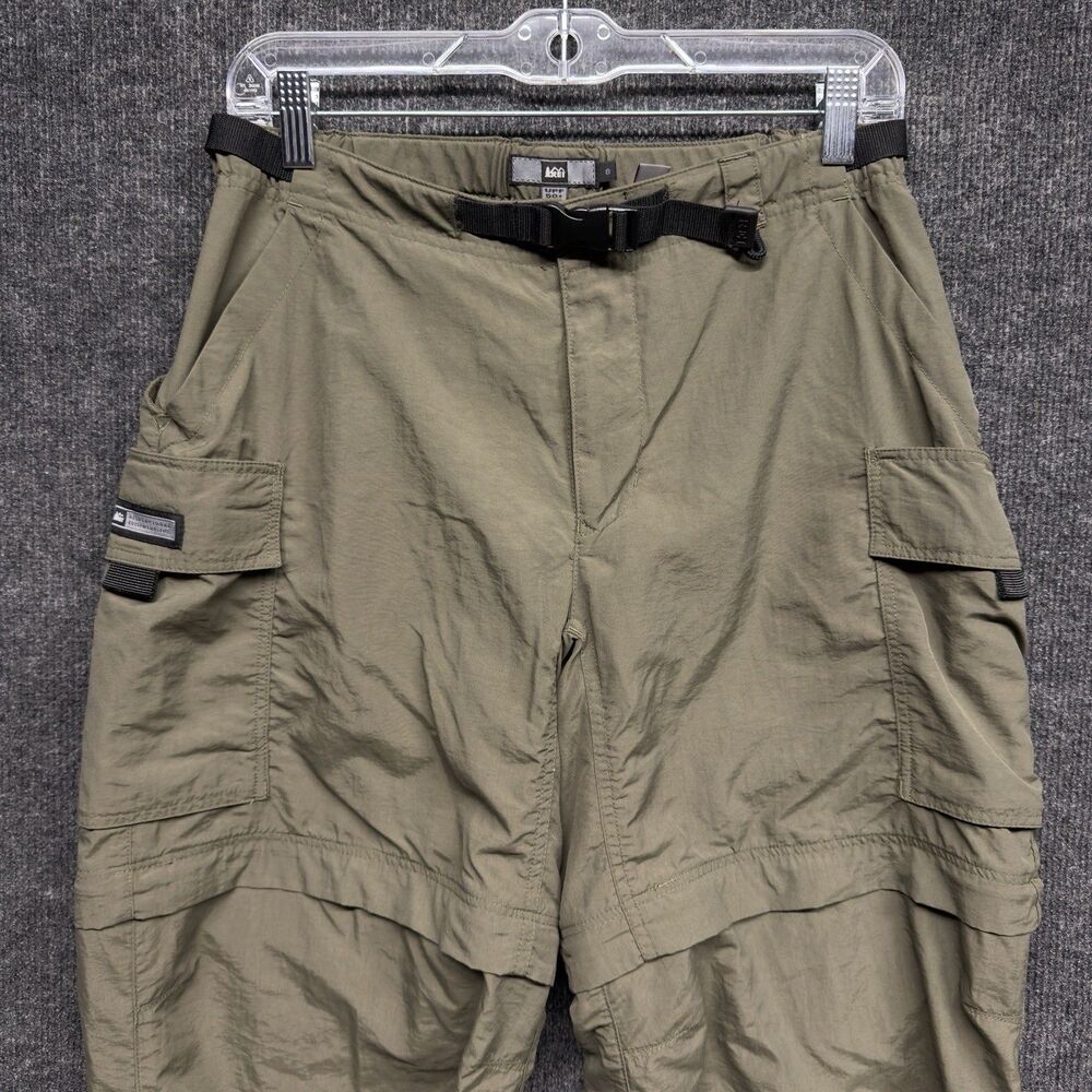 REI Sahara Womens 4 Convertible Cargo Pants Zip Off Hiking Shorts Nylon Green - Picture 2 of 16
